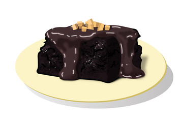 Delicious brownies, fragrant, sweet, appetizing.