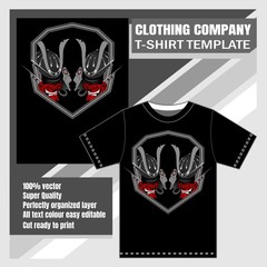 mock up clothing company, t-shirt template,samurai hand drawing vector