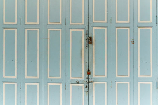 Old Wood Vintage Light Blue Door In Old Town