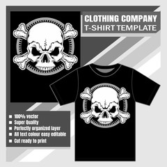 mock up clothing company, t-shirt template,skull cross bone