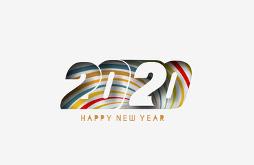 Happy New Year 2020 Text Typography Design Pattern, Vector illustration.