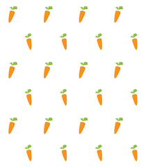 Carrot Seamless Pattern with flat orange vegetable, cartoon food illustration. Trendy background ornament. Cute print for menu, wallpaper, 100 vegan or vegetarian diet, textile design, easter, eco