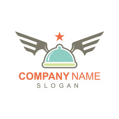 Fast Food Logo, Logo Covering Cuisine with Wings