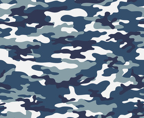 Camouflage blue seamless vector pattern for print.