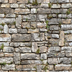 Seamless masonry texture of the wall of old building made of blocks of weathered stone. Pisa. Italy.