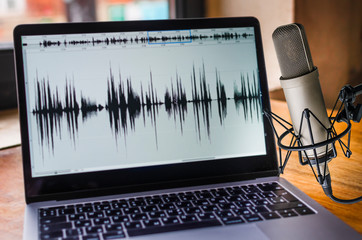 Professional microphone in Radio studio