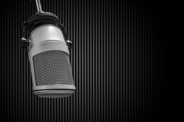 Professional microphone in Radio studio