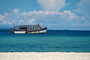 Ship on the sea waiting Tourists from Island to land., Thailand.