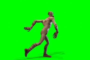 Obraz na płótnie Canvas Fantasy character Mummy - 3D render, on green background