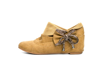 Brown woman shoes isolated on white background