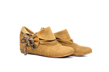 Brown woman shoes isolated on white background