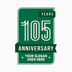 105 years anniversary design template. One hundred and five years celebration logo. Vector and illustration.