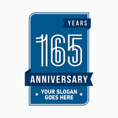165 years anniversary design template. One hundred and sixty-five years celebration logo. Vector and illustration.