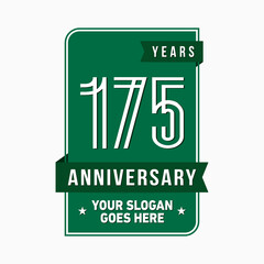 175 years anniversary design template. One hundred and seventy-five years celebration logo. Vector and illustration.