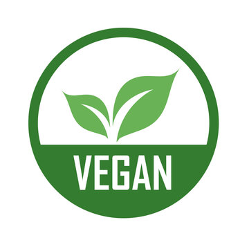Vegan logo with green leaves for organic Vegetarian friendly diet- Universal vegetarian symbol
