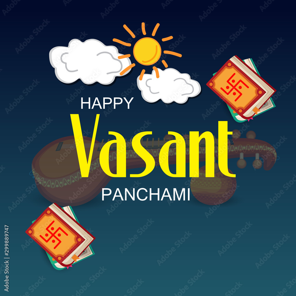 Wall mural happy vasant panchami