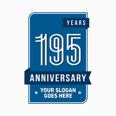 195 years anniversary design template. One hundred and ninety-five years celebration logo. Vector and illustration.