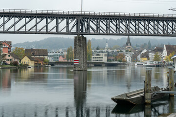 Fototapeta premium Schaffhausen in der Schweiz Rhein Rheinfall Herbst