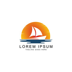 Creative sailing Ship Concept Logo Design Template