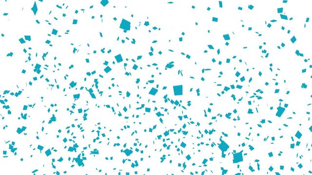  Animation of blue confetti poppers explosions 4K with copy space. on white background,party concept.