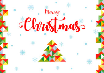 Christmas Greeting Card. Merry Christmas lettering and snow background, vector illustration. EPS10