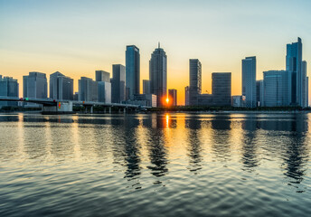 Fototapeta premium urban skyline and modern buildings, cityscape of China..