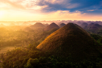 Tropical Morning Sun Comming over the Chocolate Hills, Bohol