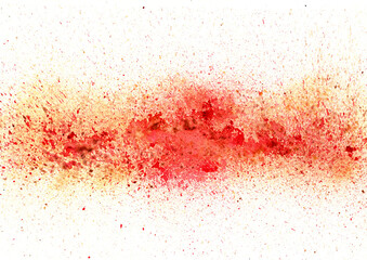 Abstract red and brown color watercolor splash on paper background.