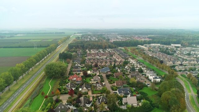 The Dutch City of Dronten, Flevoland, Netherlands / Holland &ndash; 4K Drone Footage