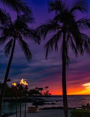 Tiki Torches in the Evening on the Big Island of Hawaii
