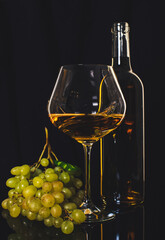 white wine with green grapes