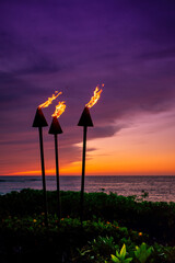 Tiki Torches in the Evening on the Big Island of Hawaii