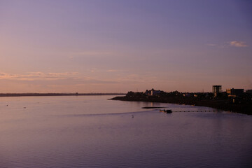 Morning view of Khong river very beautiful and feeling peace.