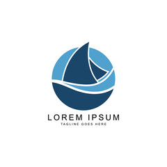 Creative sailing Ship Concept Logo Design Template