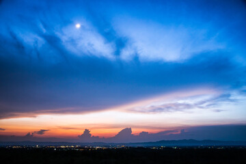 Sunset sky and cloud  twilight background