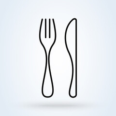 Fork and knife. linear Simple vector modern icon design illustration