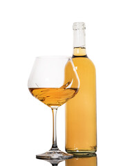 bottle and glass with white wine