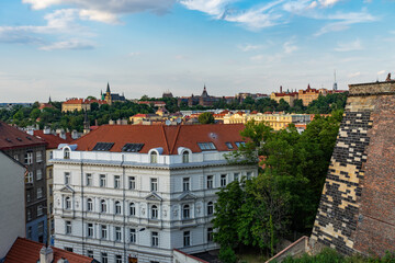 Naklejka na ściany i meble Aerial view of Prague Czech Republic from Vysehrad.