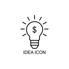 outline bulb icon for business idea, vector illustration