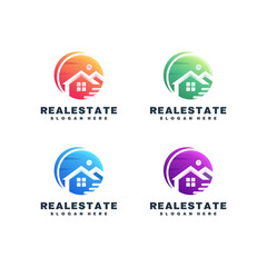 Real estate colorful logo set