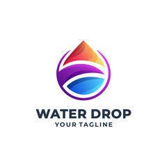 water drop colorful logo design