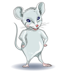 Calendar 2020 year of the Rat, white mouse. Winter card-happy New year and Christmas, drawing on dishes, clothes.