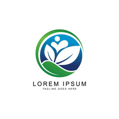 Organic leaf people logo template