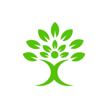 green tree eco family logo desaign vector illustration