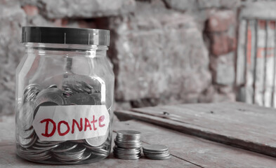 donate money  written on table