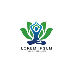 creative yoga person with a flower aroma logo template