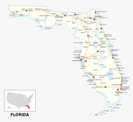 road map of the US American State of florida