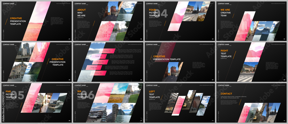 Wall mural minimal presentations design, portfolio vector templates with colorful gradient geometric background