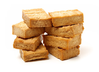 Dried bean curd on white background