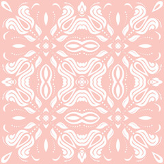 Classic seamless pink and white pattern. Damask orient ornament. Classic vintage background. Orient ornament for fabric, wallpaper and packaging